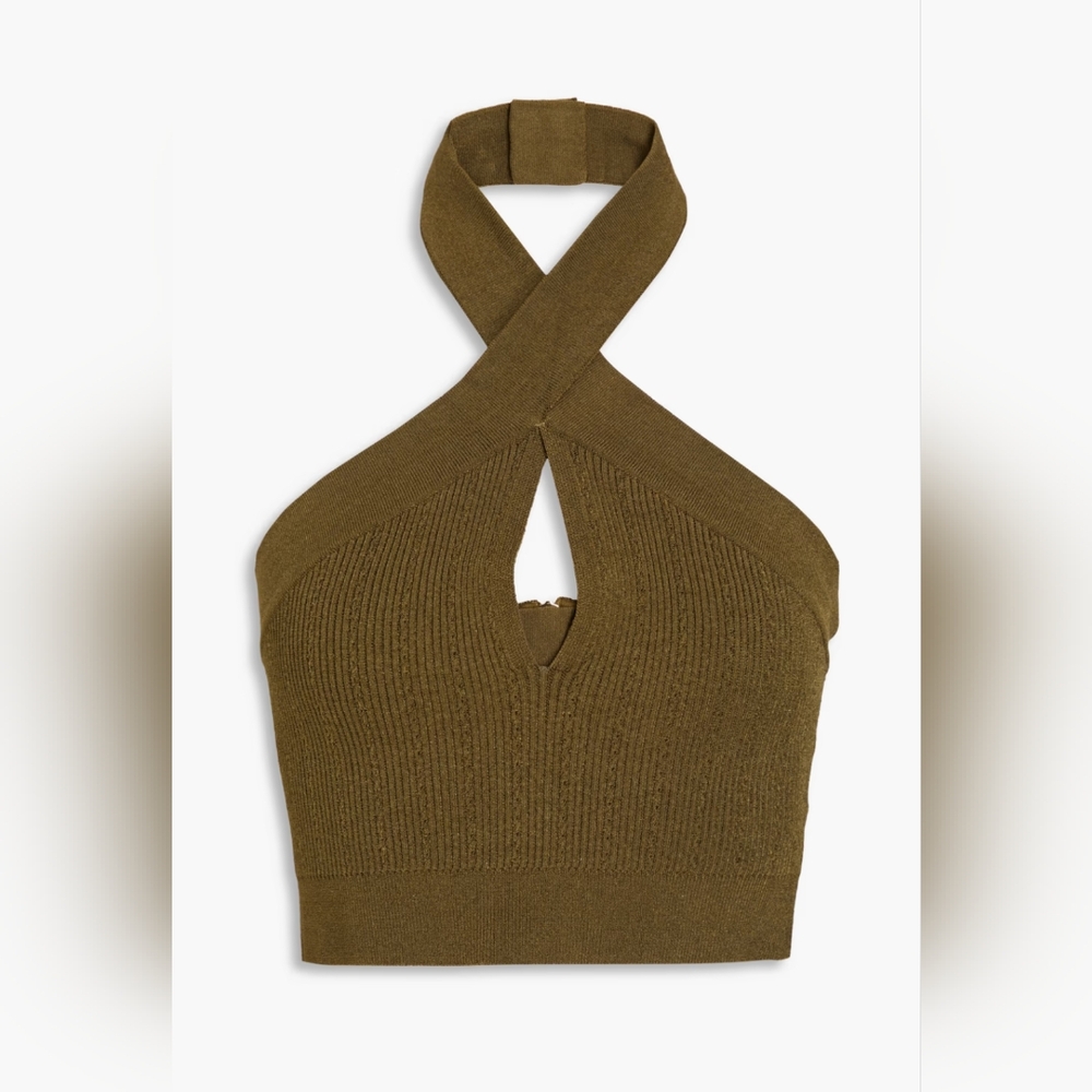 Balmain Knit Halter Top with Classic Balmain Gold Hardware